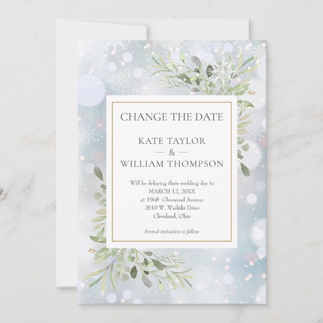 Första snöflingor Ändra datum Grönska blad Spara Datumet (Framsida)