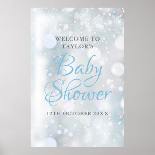 Första snöflingor Baby Shower / Sprinkle Välkommen Poster