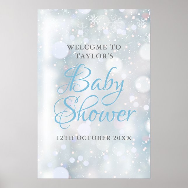 Första snöflingor Baby Shower / Sprinkle Välkommen Poster (Framsidan)
