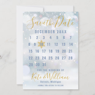Första snöflingor Kalender Bröllop Spara datumet Inbjudningar