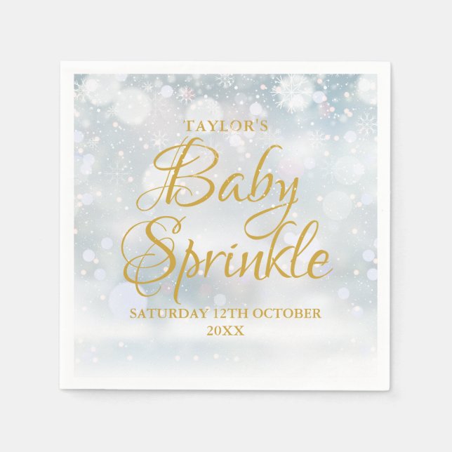 Första snöflingor Vinter Baby Sprinkle / Shower Pappersservett (Framsidan)