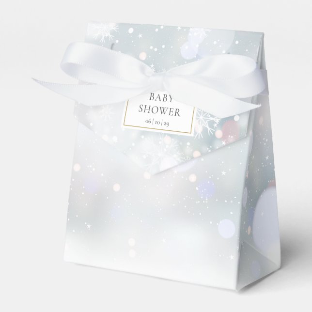 Första snöflingor Vinter Bebis Bjudning Presentaskar (Framsidan Sidan)