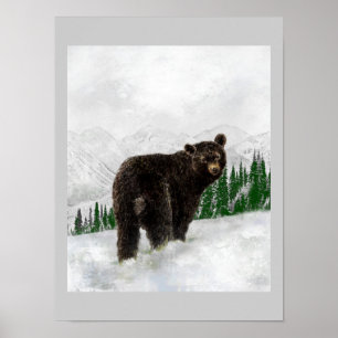 Första Snowfall Black Bear Mountain Wilderness Poster