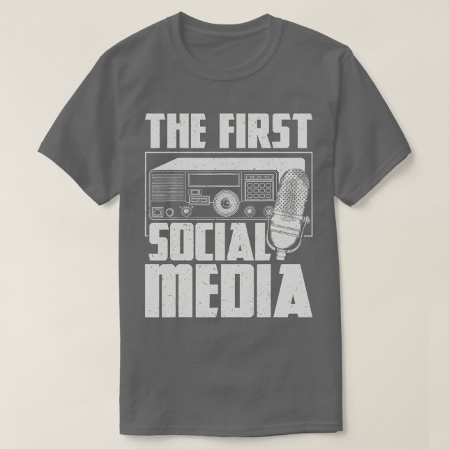 Första Social Media Ham Radio Amateur Radio Op T Shirt (Design framsida)