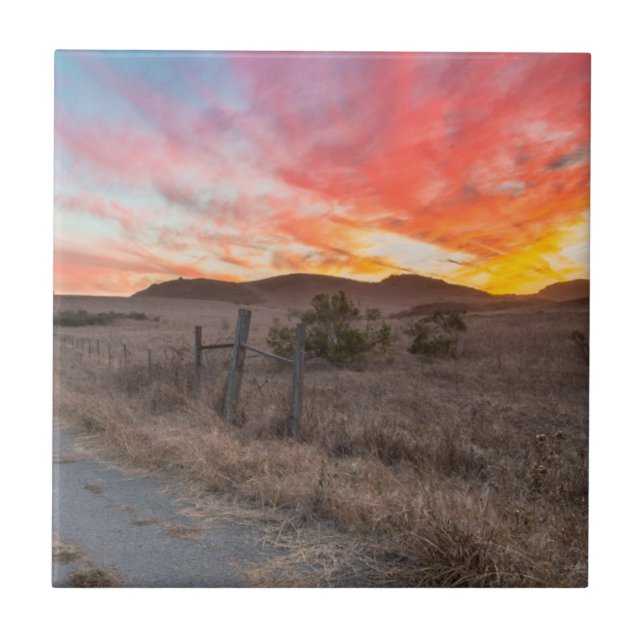 Första solnedgång av dagen kakelplatta (Framsidan)