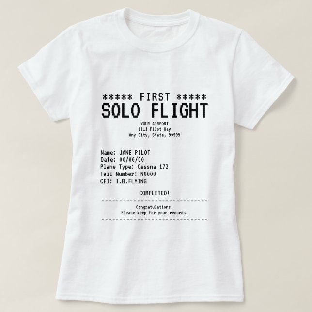 Första Soloflygningen T Shirt (Design framsida)
