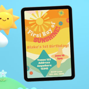 Första solstrålen, Färgglad sol 1-årsdag Inbjudningar