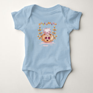 Första söta katten i pumpa Halloween småbarnskläde T Shirt