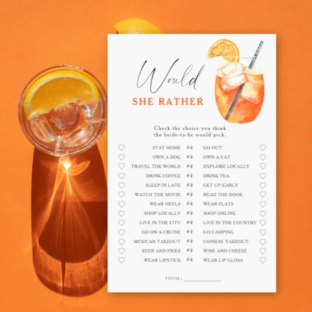 Första Spritz Bröllopsdusch Föredrar hon spel (Skapare uppladdad)