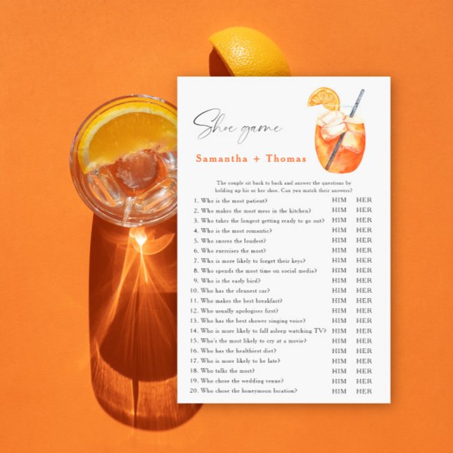 första spritz cocktail-möhippa Shoe-spel (Skapare uppladdad)