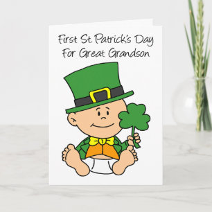 Första St patrick's day för Underbart Grandson Car Kort