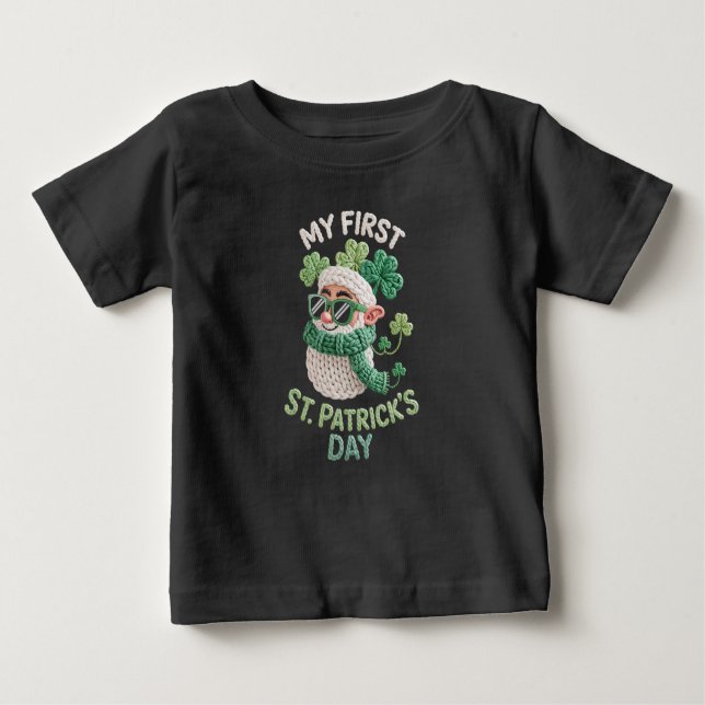 Första St. Patricks Day Irländska Bebisen T Shirt (Framsida)