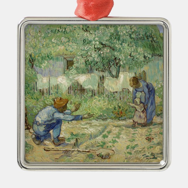 Första steg efter Millet av Vincent Van Gogh Julgransprydnad Metall (Framsidan)