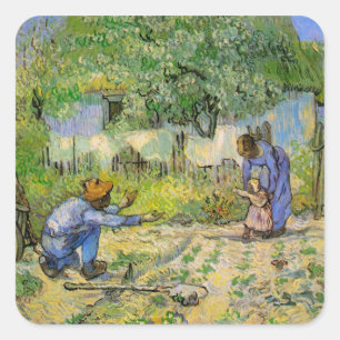 Första stegen (efter Millet) av Vincent van Gogh Fyrkantigt Klistermärke