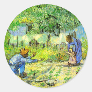 Första steget, 1890 Vincent van Gogh. Runt Klistermärke