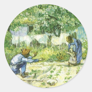 Första steget, 1890 Vincent van Gogh. Runt Klistermärke