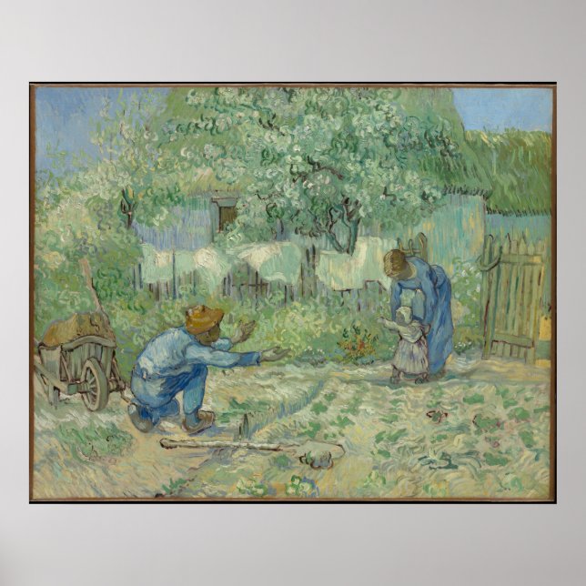 Första steget, efter Millet 1890 Vincent van Gogh Poster (Framsidan)