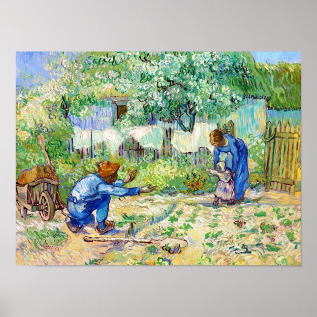 Första steget (efter Millet) Vincent van Gogh art Poster (Framsidan)