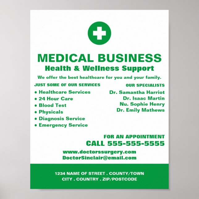 Första stödsymbolen, allmänpraktiserande läkare, s poster (Framsidan)