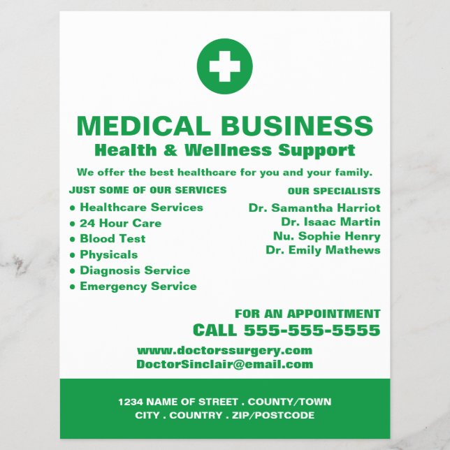 Första stödsymbolen, allmänpraktiserande läkare, s reklamblad (Framsidan)