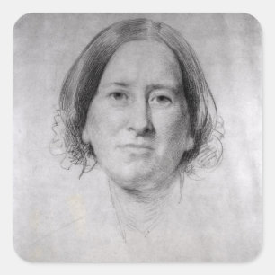 Första studie för porträtt av George Eliot Fyrkantigt Klistermärke