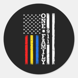Första svararen Thin Red Guld Blue Line Flagga Runt Klistermärke