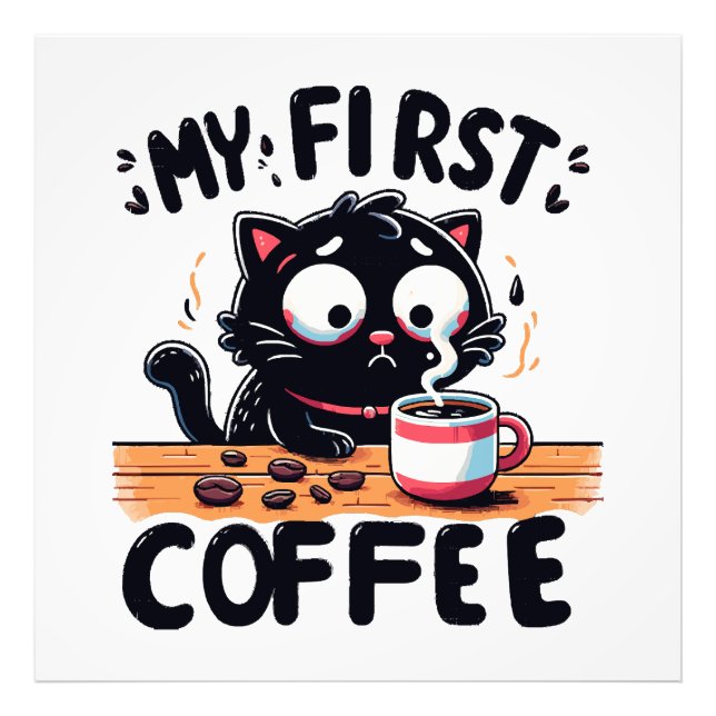 Första svarta kaffeäventyret fototryck (Framsidan)