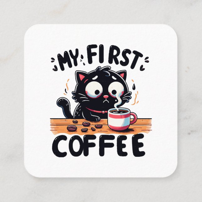 Första svarta kaffeäventyret fyrkantigt visitkort (Baksida)