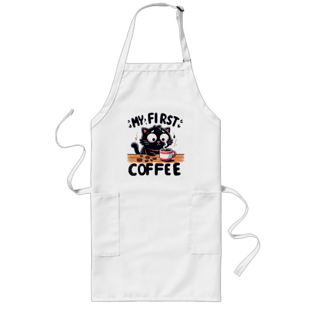 Första svarta kaffeäventyret långt förkläde (Framsidan)