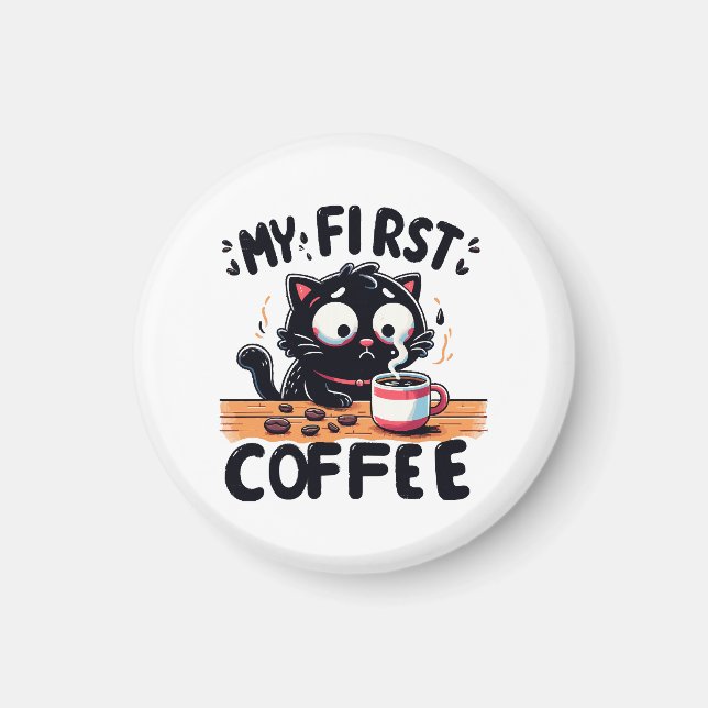 Första svarta kaffeäventyret magnet (Framsidan)