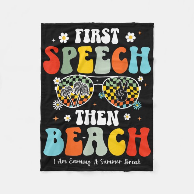 Första Tal, därefter Beach Tal Therapy Teacher Sum Fleecefilt (Framsidan)