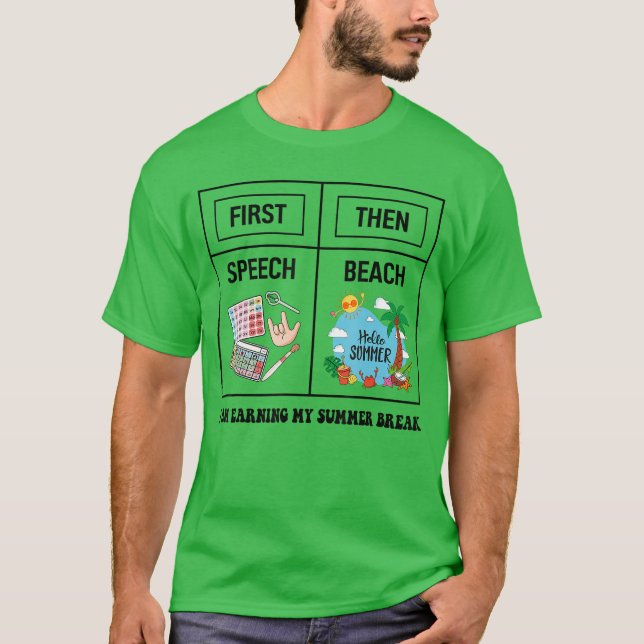 Första Tal, sedan Beach Funny Tal Therapy Summe T Shirt (Framsida)