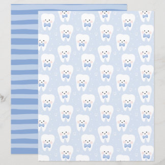 Första Tand Pojke Dubbelsidigt Scrapbookingpapper