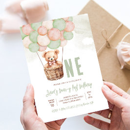 Första Teddybjörn Pojke Boho 1-årsdag Inbjudningar