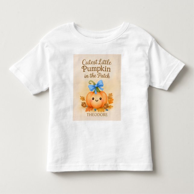 Första thanksgiving för lille pojken med pumpor t shirt (Framsida)