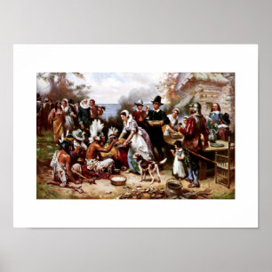 Första Thanksgivingen, 1621. Fin konst Poster