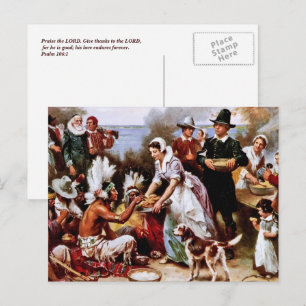 Första Thanksgivingen, 1621. Vykort