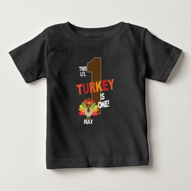 Första thanksgivingen födelsedagsfest l kalkon är  t shirt (Framsida)
