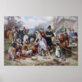 Första Thanksgivingen från Jean Ferris c. 1912 Poster