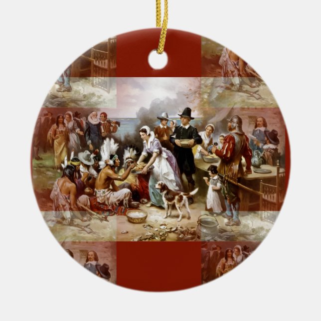 första thanksgivingen julgransprydnad keramik (Framsidan)