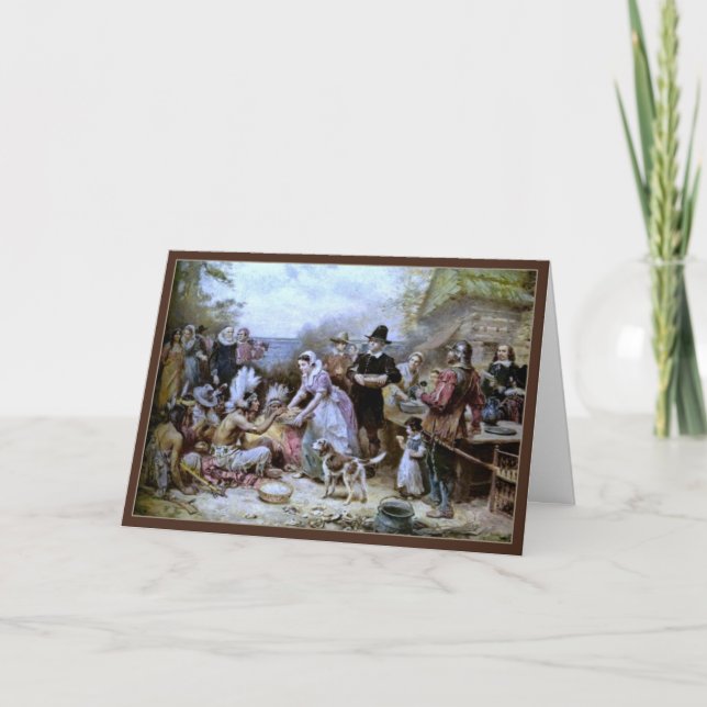 Första Thanksgivingen med Ferris-Thanksgiving-kort Helgkort (Framsida)