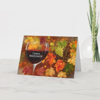 Första Thanksgivingen Newlyweds gifta par Vin Helgkort