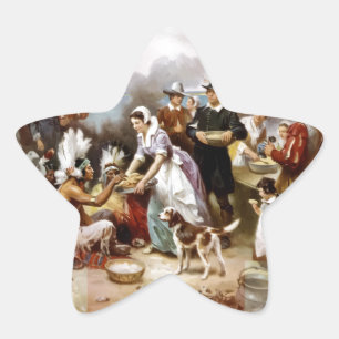 första thanksgivingen stjärnformat klistermärke