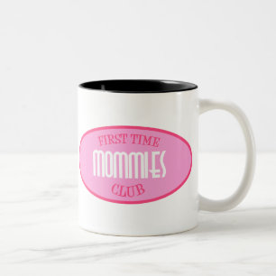 Första Time Mommiesklubb (rosor) Två-Tonad Mugg