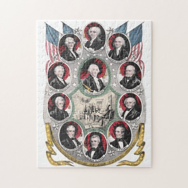 Första tio presidenter av den bilda USA Pussel (Vertikal)