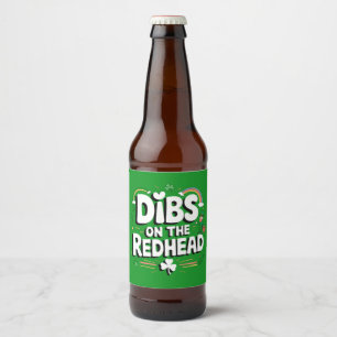 Första tjuvkik på rödhårig rolig St. Patrick's Day Ölflaska Etikett