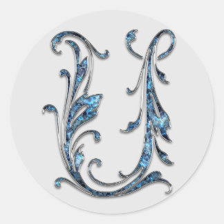 första U-klistermärken i monogram Runt Klistermärke