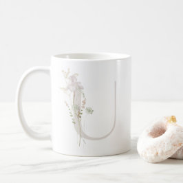 Första U med mjuk färg-blomkaffe Mugg