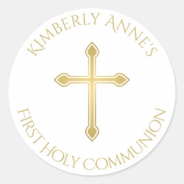 Första unionen Guld Kor Monogrammed Namn Runt Klistermärke