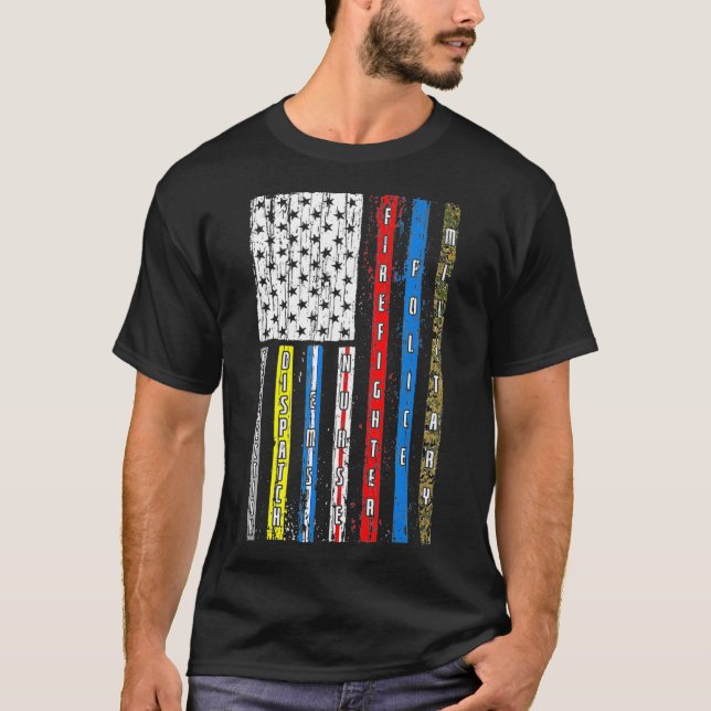 Första uppgiftslämnare Patriotisk militärpolis T Shirt (Framsida)